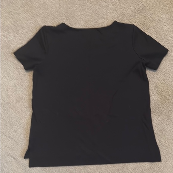 Madewell Black Short Sleeve Top with Black on Black Stripes - Picture 5 of 5